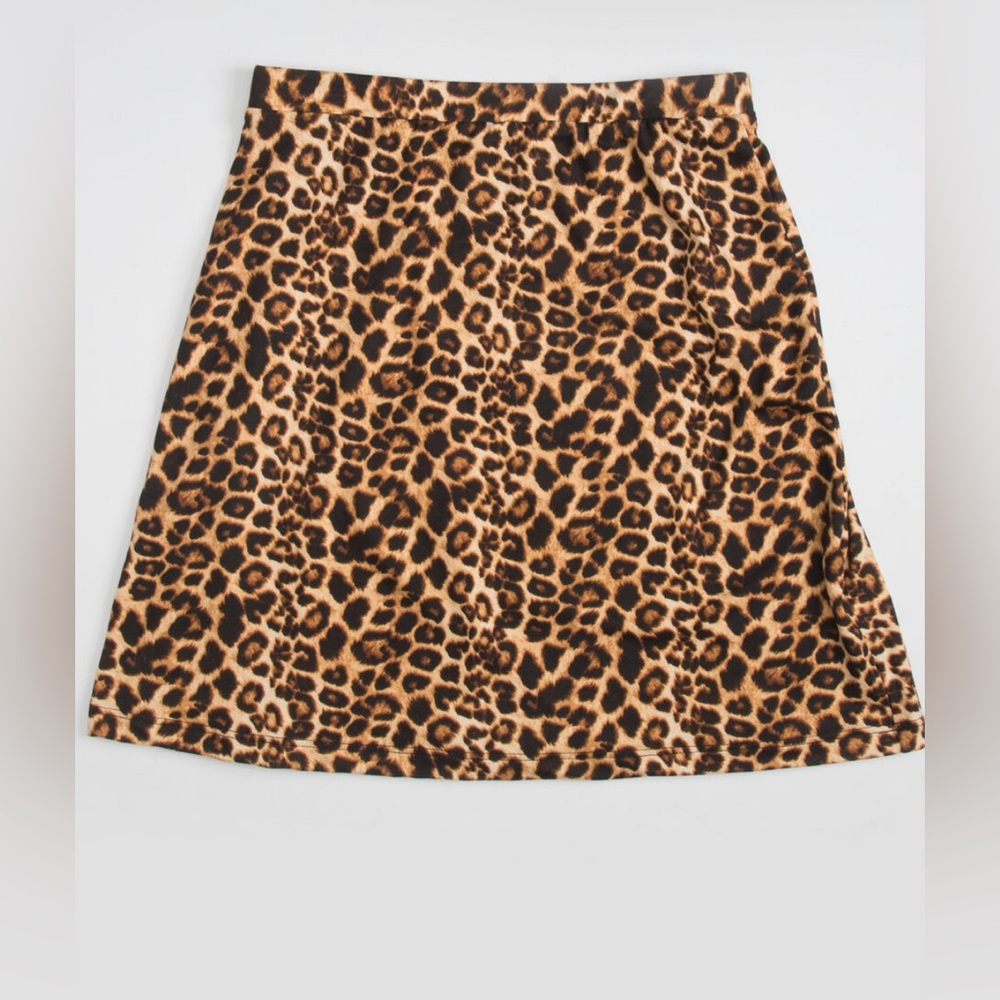 White Fawn Girls Knit Skirt - Leopard Print A-line Skirt
